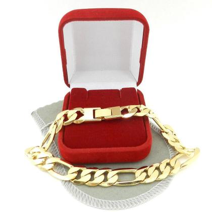 Imagem de Pulseira Masculina 20cm 1cm Largura Folheado Ouro 18k PL448