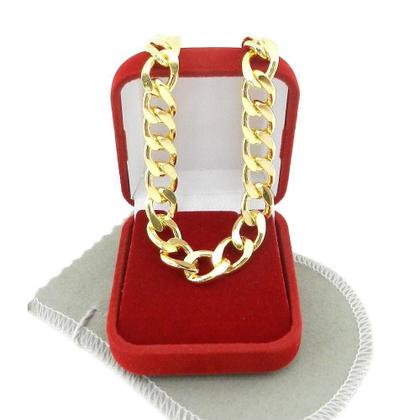 Imagem de Pulseira Masculina 21cm 1cm Largura Folheada Ouro PL217