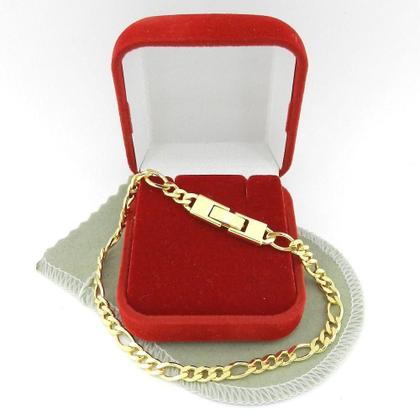 Imagem de Pulseira Masculina 21cm 5mm Largura Folheada Ouro 18k PL407