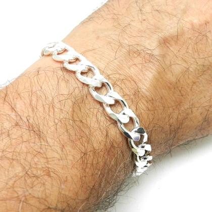 Imagem de Pulseira Masculina 22cm 1cm Largura Folheada Prata PL156