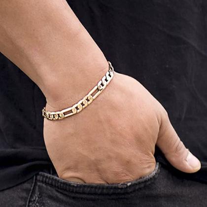 Imagem de Pulseira Masculina 7mm Banhada Ouro 18k Homem Barata Pronta