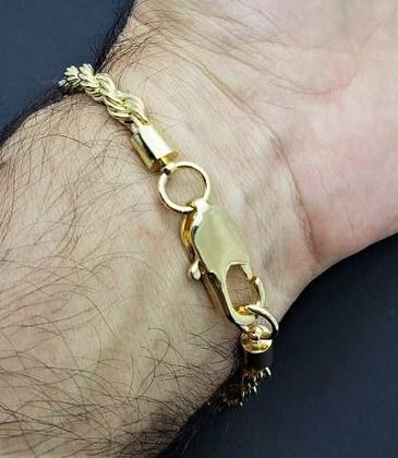 Imagem de Pulseira Masculina Cordão Baiano 6.0 23cm Banho De Ouro 18k 2354