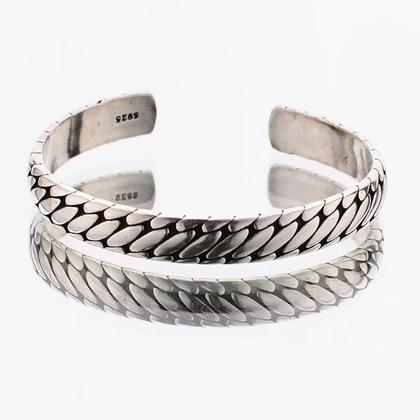 Imagem de Pulseira Masculina Elegante Geométrica Oval - Retrô, Aberto, Presente de Festa