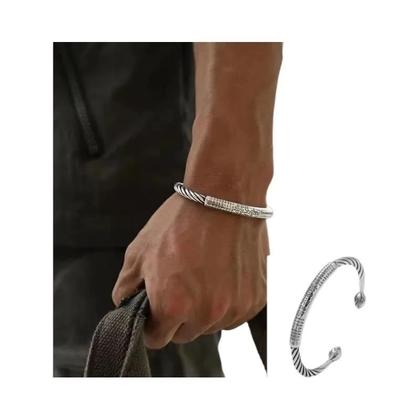 Imagem de Pulseira Masculina Elegante Geométrica Oval - Retrô, Aberto, Presente de Festa