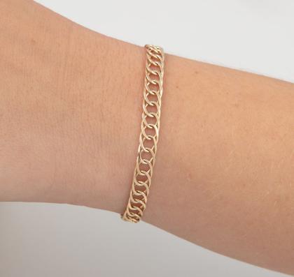 Imagem de Pulseira Masculina Elo Duplo Grumet Ouro Puro 18k 8 Gramas