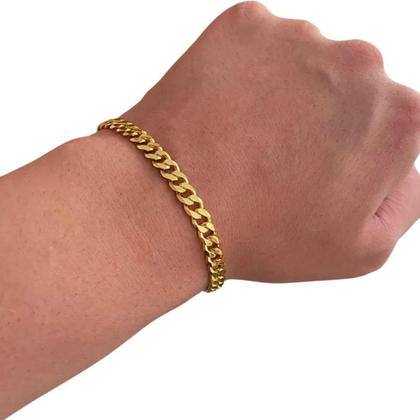 Imagem de Pulseira Masculina Elo Grumet Banhada A Ouro 18K 6Mm