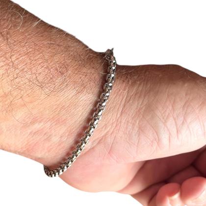 Imagem de Pulseira Masculina Elo Quadrado Aço Cirúrgico Inox