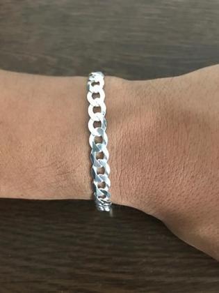 Imagem de Pulseira Masculina Grumet Prata Legitam 925 Grossa 21cm 7mm