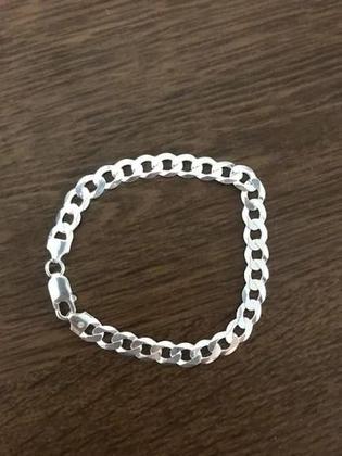 Imagem de Pulseira Masculina Grumet Prata Legitima 925 Grossa 18cm 7mm