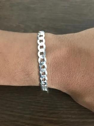 Imagem de Pulseira Masculina Grumet Prata Legitima 925 Grossa 18cm 7mm