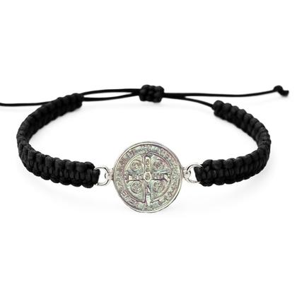 Imagem de Pulseira Medalha São Bento Dupla Face 1,5 Cm Ajustável