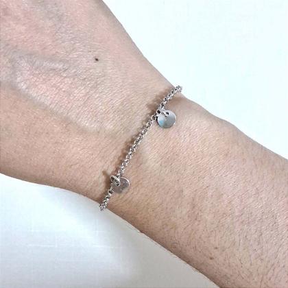 Imagem de Pulseira Medalhas Lisas Ródio com Pingente Oração do Pai Nosso