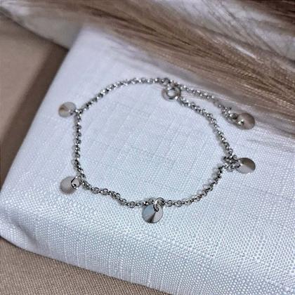 Imagem de Pulseira Medalhas Lisas Ródio com Pingente Oração do Pai Nosso