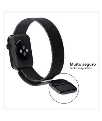 Imagem de Pulseira Metálica Aço Inox 42/44mm c/ Fecho Magnético Cor Preto