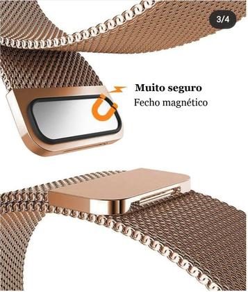 Imagem de Pulseira Metálica Aço Inox 42/44mm c/ Fecho Magnético Cor Rosa