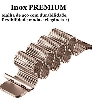 Imagem de Pulseira Metálica Aço Inox 42/44mm c/ Fecho Magnético Cor Rosa