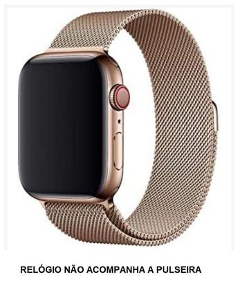 Imagem de Pulseira Metálica Aço Inox 42/44mm c/ Fecho Magnético Cor Rosa