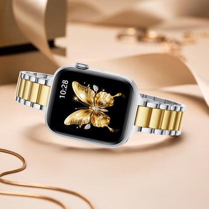 Imagem de Pulseira Metálica Fina WFEAGL 42mm para Apple Watch Series 10 - Prateada e Dourada