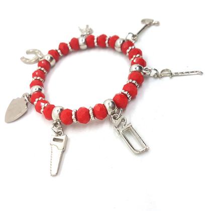 Imagem de Pulseira Ogum Orixás Umbanda Candomblé Vermelho Ajustável