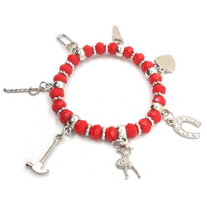 Imagem de Pulseira Ogum Orixás Umbanda Candomblé Vermelho Ajustável