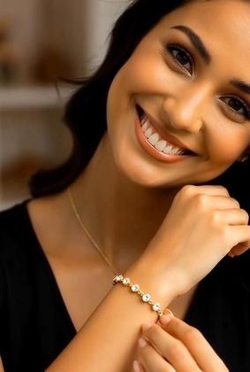 Imagem de Pulseira Ouro 18k 0,750 Pedras 5mm