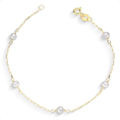 Imagem de Pulseira Ouro 18k 750 Com Pérolas Naturais 15cm