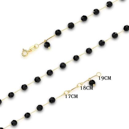 Imagem de Pulseira Ouro 18k Ágata Negra Natural