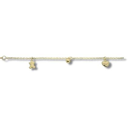 Imagem de Pulseira Ouro 18k Infantil Bebê 14cm Com Pingentes Pl003