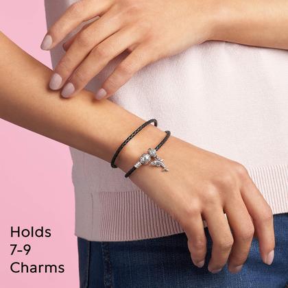 Pulseira Pandora Moments de couro duplo preta 15cm - Pulseira e