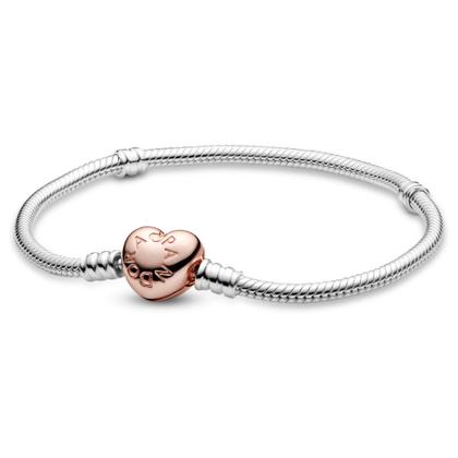 Pulseira Pandora Moments Heart Clasp Snake Chain 17,5 cm