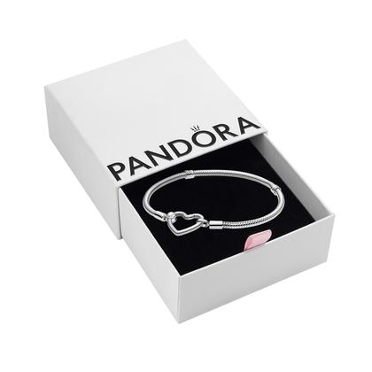 Pulseira Pandora Moments Heart Clasp Snake Chain Silver 925