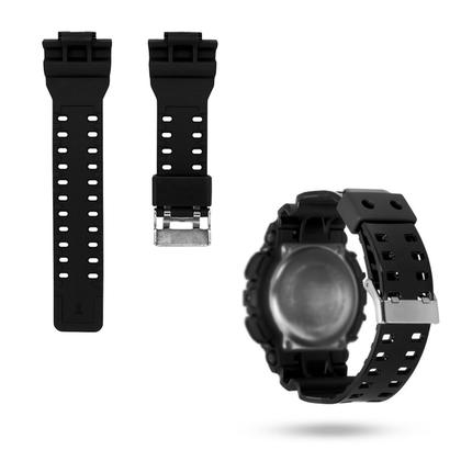 Imagem de Pulseira para Relógio Compatível com Gshock GA100 GA120 Borracha Preto Completa Com Fivela