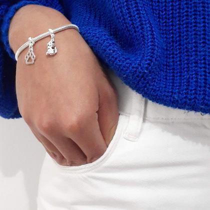 Imagem de Pulseira Pata Cachorro Berloque Banhado a Prata 925