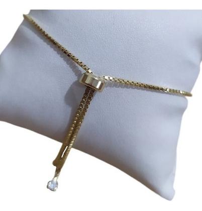 Imagem de Pulseira Pedra Zirconia Quadrada F. Ouro 18k Gravatinha