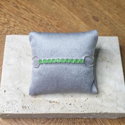 Imagem de Pulseira Pedras Verde Folheada a Prata 925