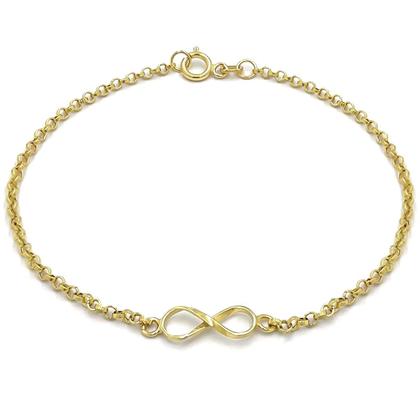 Imagem de Pulseira Portuguesa Em Ouro 18k Com Infinito Pingente Bracelete Elo Português Feminina