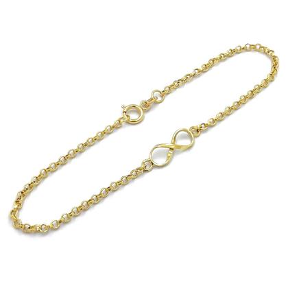 Imagem de Pulseira Portuguesa Em Ouro 18k Com Infinito Pingente Bracelete Elo Português Feminina