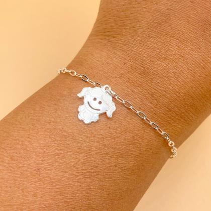 Imagem de pulseira prata 925 feminina com pingentes menina filha