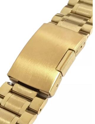 Imagem de Pulseira Relógio 20mm Dourada, Encaixe Curvo Botão lateral Fecho.LC129 SX003