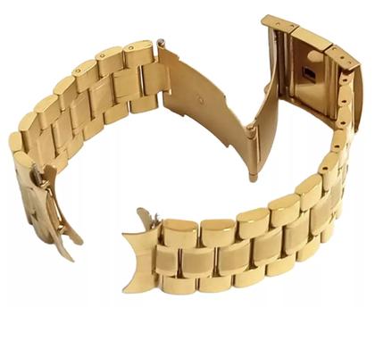 Imagem de Pulseira Relógio 20mm Dourada, Encaixe Curvo Botão lateral Fecho.LC129 SX003