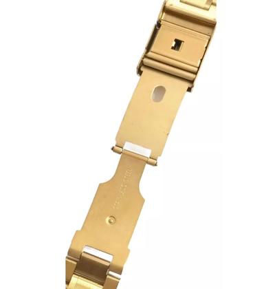 Imagem de Pulseira Relógio 20mm Dourada, Encaixe Curvo Botão lateral Fecho.LC129 SX003