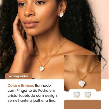 Imagem de Pulseira + relogio aco inox feminino banhado + colar brincos strass social pingente ponteiro dourado presente casual