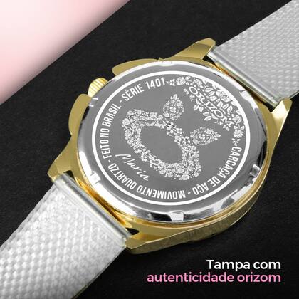 Imagem de Pulseira + relogio feminino prova dagua aço banhado casual redondo original social presente silicone dourado resistente