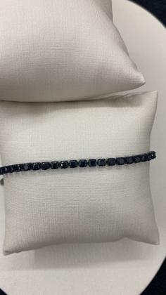 Imagem de Pulseira Riviera Masculina Aço Inox e zirconia preta comprimento 21 cm