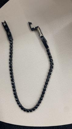 Imagem de Pulseira Riviera Masculina Aço Inox e zirconia preta comprimento 21 cm