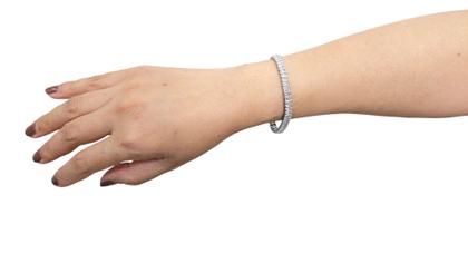 Imagem de Pulseira Riviera Zirconia Retangular Cravejada Aço