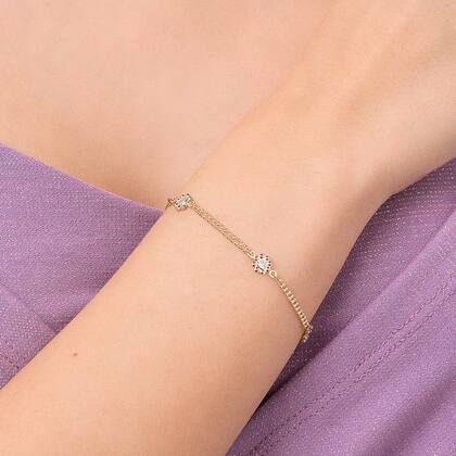 Imagem de Pulseira Rommanel Banhado Ouro 18k Flor Com Zircônias 552091