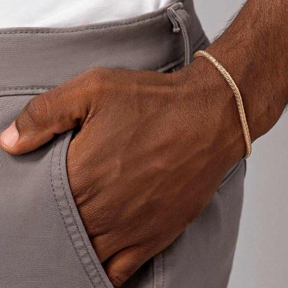 Imagem de Pulseira rommanel banhado ouro 18k unissex corrente rabo raposa 19cm 552154