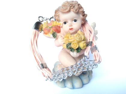 Imagem de Pulseira Rosa com corrente