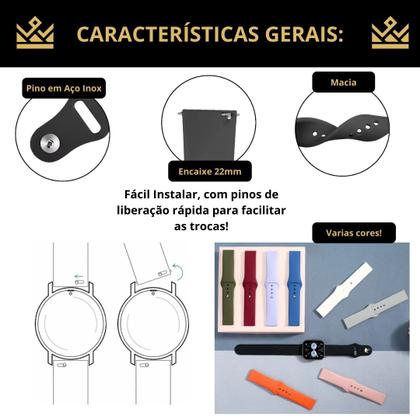 Imagem de Pulseira silicone lisa para Amazfit Bip 6 2025 - 22mm